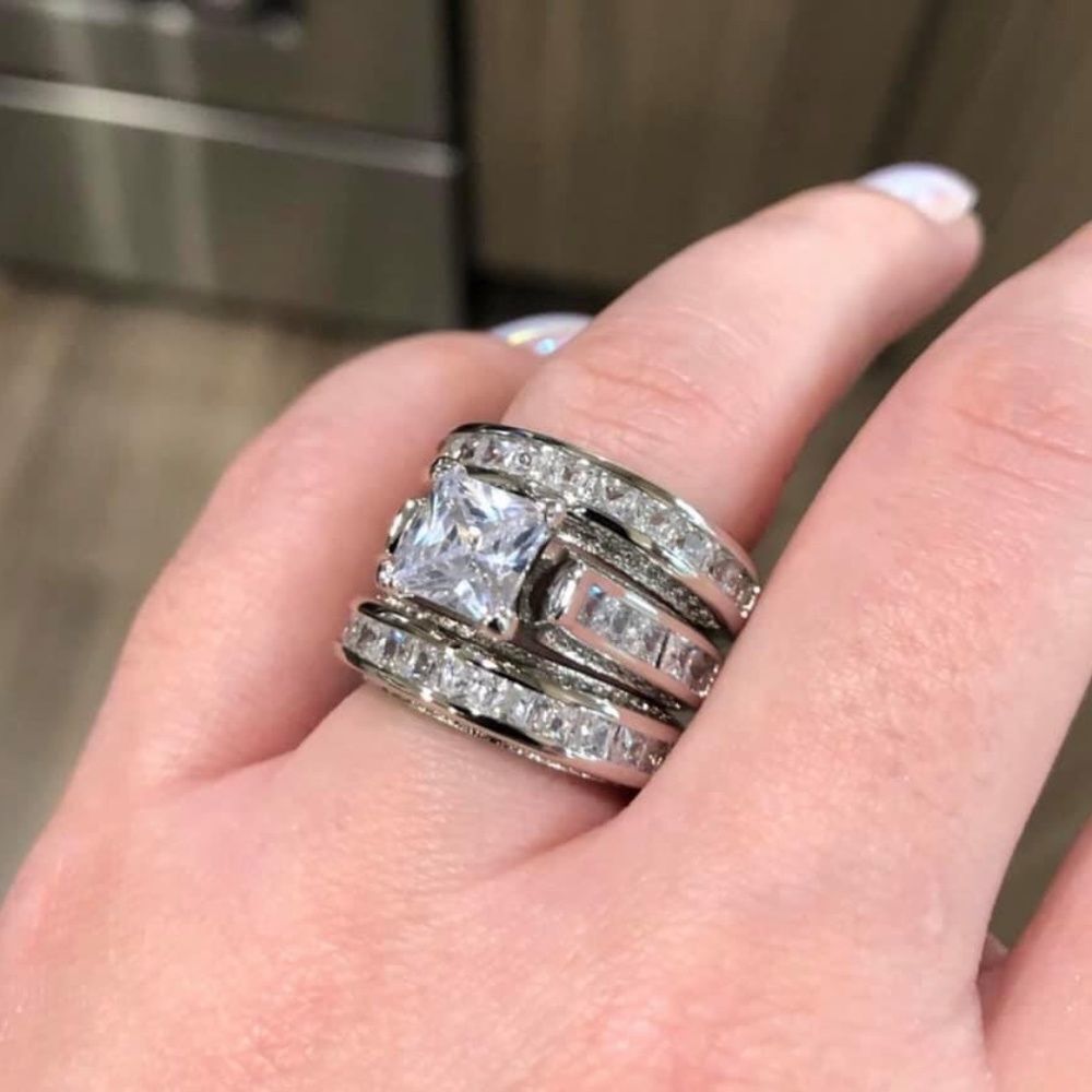 - 3PC BRIDAL WEDDING RING